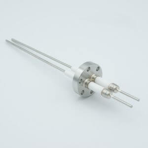 Power Feedthrough, 14,000 Volts, 15 Amps, 2 Pins, 0.092" Nickel Conductors, 1.33" Conflat Flange