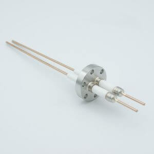 Power Feedthrough, 14,000 Volts, 50 Amps, 2 Pins, 0.094" Copper Conductors, 1.33" Conflat Flange
