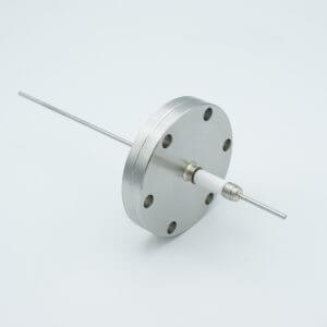 Power Feedthrough, 14,000 Volts, 3 Amps, 1 Pin, 0.094" Stainless Steel Conductor, 2.75" Conflat Flange