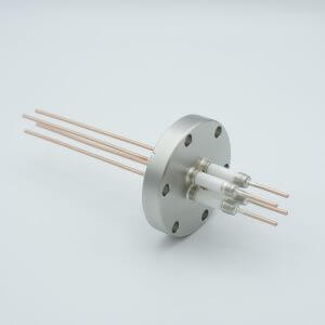 Power Feedthrough, 14,000 Volts, 50 Amps, 4 Pins, 0.094" Copper Conductors, 2.75" Conflat Flange