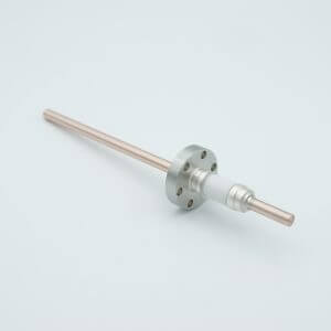 Power Feedthrough, 12,000 Volts, 180 Amps, 1 Pin, 0.25" Copper Conductor, 1.33" Conflat Flange