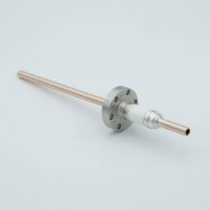 Power Feedthrough, Watercooled, 12,000 Volts, 1 Tube, 0.25" Copper Conductor, 1.33" Conflat Flange