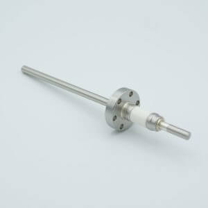 Power Feedthrough, 12,000 Volts, 55 Amps, 1 Pin, 0.25" Nickel Conductor, 1.33" Conflat Flange