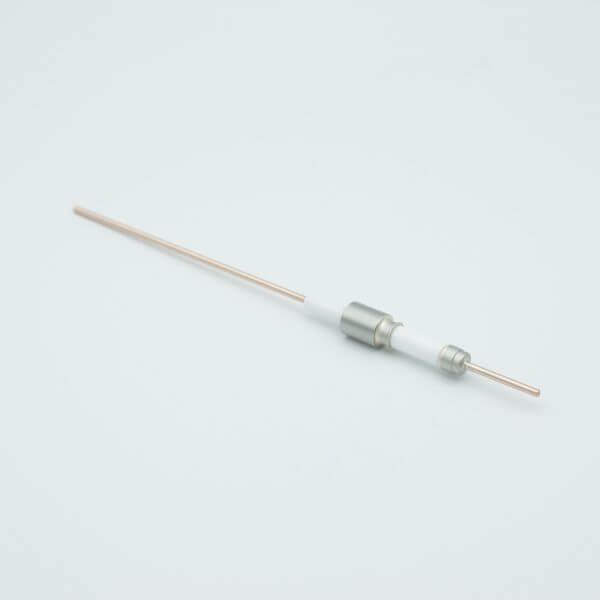 Power Feedthrough, 14,000 Volts, 50 Amps, 1 Pin, 0.094" Copper Conductor, 0.435" Dia Stainless Steel Weld Adapter