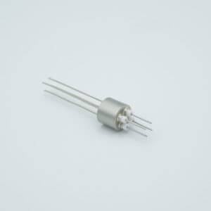 Power Feedthrough, 500 Volts, 5 Amps, 4 Pins, 0.032" Nickel Conductors, 0.497" Dia Stainless Steel Weld Adapter
