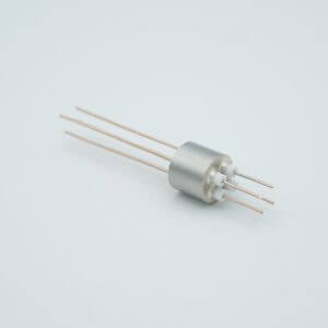Power Feedthrough, 500 Volts, 15 Amps, 4 Pins, 0.032" Copper Conductors, 0.497" Dia Stainless Steel Weld Adapter