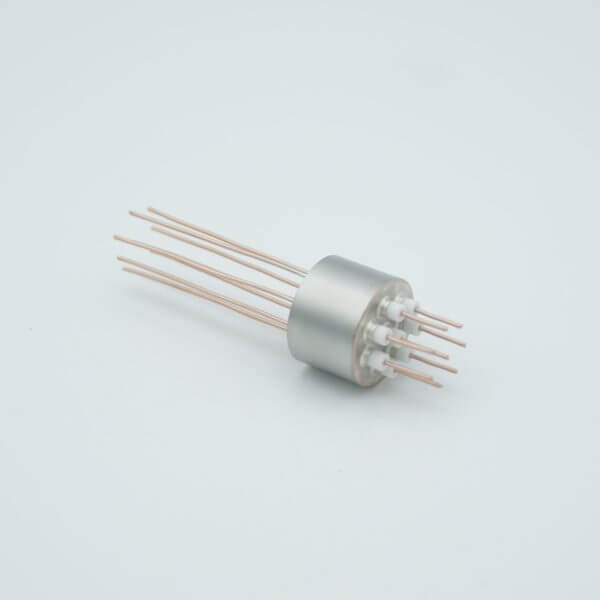 Power Feedthrough, 500 Volts, 15 Amps, 8 Pins, 0.032" Copper Conductors, 0.747" Dia Stainless Steel Weld Adapter