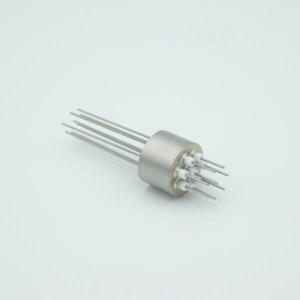 Power Feedthrough, 500 Volts, 8 Amps, 8 Pins, 0.032" Molybdenum Conductors, 0.747" Dia Stainless Steel Weld Adapter