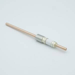 Power Feedthrough, 12000 Volts, 180 Amps, 1 Pin, 0.25" Copper Conductor, 0.622" Dia Stainless Steel Weld Adapter