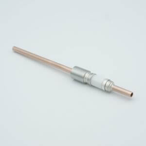 Power Feedthrough, Watercooled, 12,000 Volts, 1 Tube, 0.25" Copper Conductor, 0.622" Dia Stainless Steel Weld Adapter