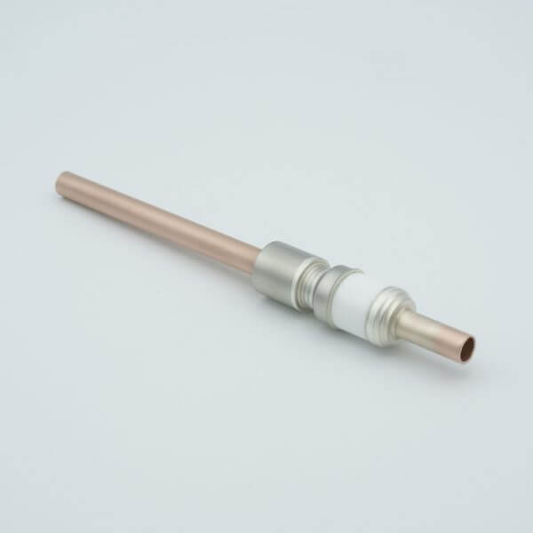 Power Feedthrough, Watercooled, 8000 Volts, 1 Tube, 0.38" Copper Conductor, 0.747" Dia Stainless Steel Weld Adapter
