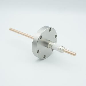 Power Feedthrough, 12000 Volts, 180 Amps, 1 Pin, 0.25" Copper Conductor, 2.75" Conflat Flange
