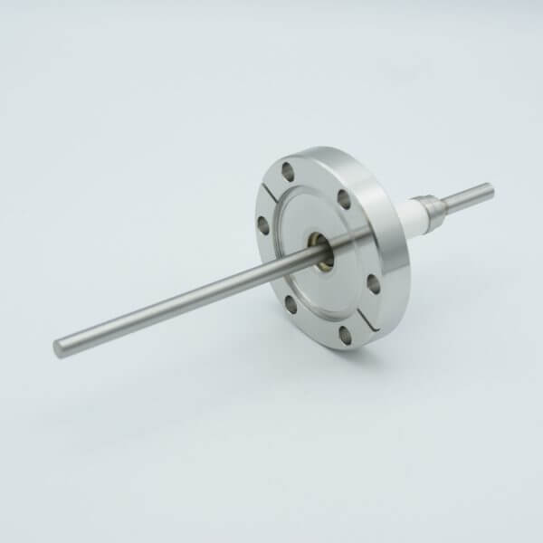 Power Feedthrough, 12000 Volts, 7 Amps, 1 Pin, 0.25" Stainless Steel Conductor, 2.75" Conflat Flange