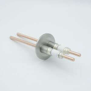 Power Feedthrough, Watercooled, 12000 Volts, 1 Tube, 0.25" Nickel Conductor, 1.18" QF / KF Flange