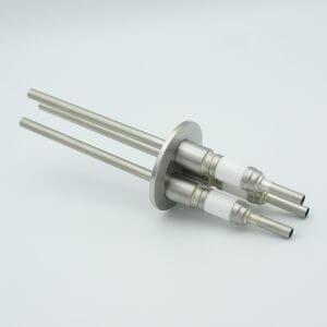Power Feedthrough, Watercooled, 12000 Volts, 3 Tubes, 0.25" Nickel Conductors, 2.16" QF / KF Flange