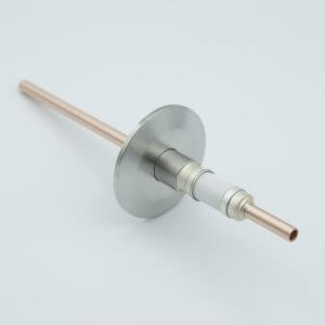Power Feedthrough, Watercooled, 12000 Volts, 1 Tube, 0.25" Copper Conductor, 2.16" QF / KF Flange