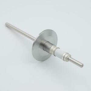 Power Feedthrough, 12000 Volts, 55 Amps, 1 Pin, 0.25" Nickel Conductor, 2.16" QF / KF Flange