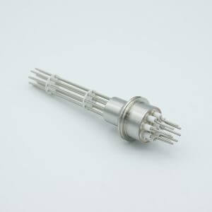 Power Feedthrough, 2000 Volts, 10 Amps, 10 Pins, 0.056" Alumel Conductors, 0.747" Dia Stainless Steel Weld Adapter