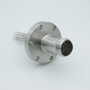 MS Series, Multipin Feedthrough, 10 Pins, 700 Volts, 10 Amps per Pin, 0.056" Dia Conductors, w/ Air-side Connector, 2.75" Conflat Flange