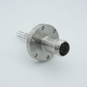 MS Series, Multipin Feedthrough, 6 Pins, 700 Volts, 10 Amps per Pin, 0.056" Dia Conductors, w/ Air-side Connector, 2.75" Conflat Flange