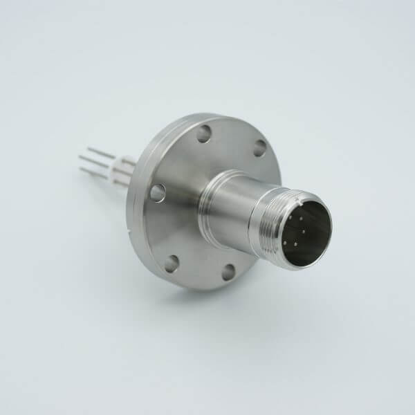 MS Series, Multipin Feedthrough, 6 Pins, 700 Volts, 10 Amps per Pin, 0.056" Dia Conductors, w/ Air-side Connector, 2.75" Conflat Flange