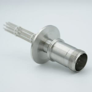 MS Series, Multipin Feedthrough, 10 Pins, 700 Volts, 10 Amps per Pin, 0.056" Dia Conductors, w/ Air-side Connector, 2.16" QF / KF Flange