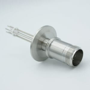 MS Series, Multipin Feedthrough, 6 Pins, 700 Volts, 10 Amps per Pin, 0.056" Dia Conductors, w/ Air-side Connector, 2.16" QF / KF Flange