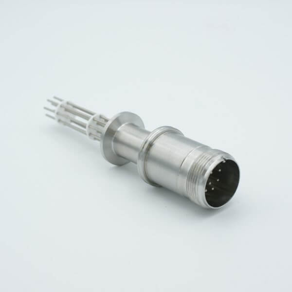 MS Series, Multipin Feedthrough, 10 Pins, 700 Volts, 10 Amps per Pin, 0.056" Dia Conductors, w/ Air-side Connector, 1.18" QF / KF Flange