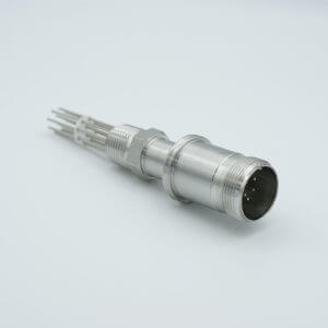 MS Series, Multipin Feedthrough, 10 Pins, 700 Volts, 10 Amps per Pin, 0.056" Dia Conductors, w/ Air-side Connector, 0.5" NPT