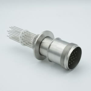 MS Series, Multipin Feedthrough, 20 Pins, 700 Volts, 10 Amps per Pin, 0.056" Dia Conductors, w/ Air-side Connector, 2.16" QF / KF Flange