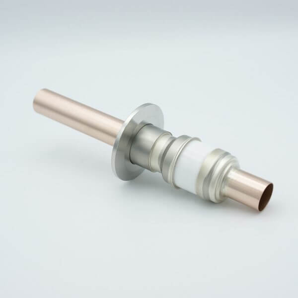 Power Feedthrough, Watercooled, 8000 Volts, 1 Tube, 0.75" Copper Conductor, 2.16" QF / KF Flange