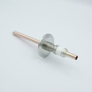 Power Feedthrough, Watercooled,8000 Volts, 1 Tube, 0.38" Copper Conductor, 2.16" QF / KF Flange