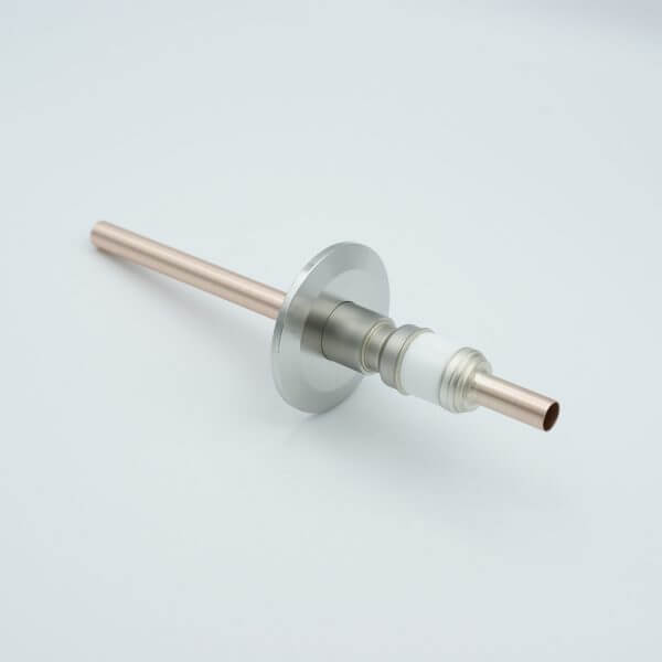 Power Feedthrough, Watercooled,8000 Volts, 1 Tube, 0.38" Copper Conductor, 2.16" QF / KF Flange