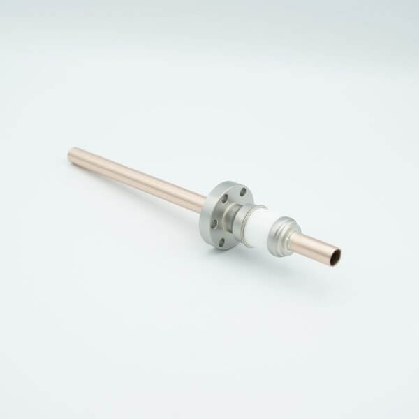 Power Feedthrough, Watercooled, 8000 Volts, 1 Tube, 0.38" Copper Conductor, 1.33" Conflat Flange