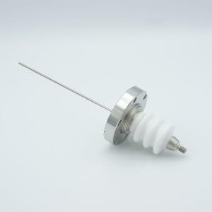 Power Feedthrough, 20,000 Volts, 3 Amps, 1 Pin, 0.094" Stainless Steel Conductor, 2.75" Conflat Flange