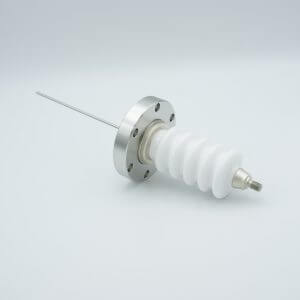 Power Feedthrough, 30,000 Volts, 15 Amps, 1 Pin, 0.092" Nickel Conductor, 2.75" Conflat Flange