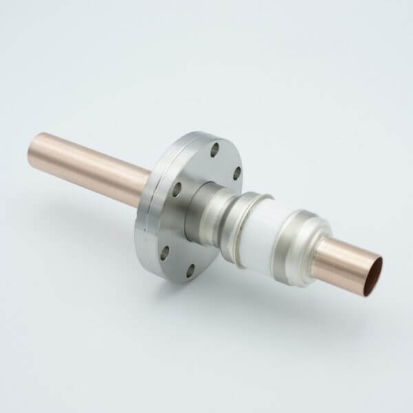 Power Feedthrough, Watercooled, 8000 Volts, 1 Tube, 0.75" Copper Conductor, 2.75" Conflat Flange