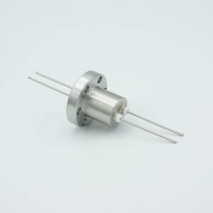 Power Feedthrough, 1000 Volts, 1 Amp, 2 Pins, 0.050" Stainless Steel Conductors, 1.33" Conflat Flange