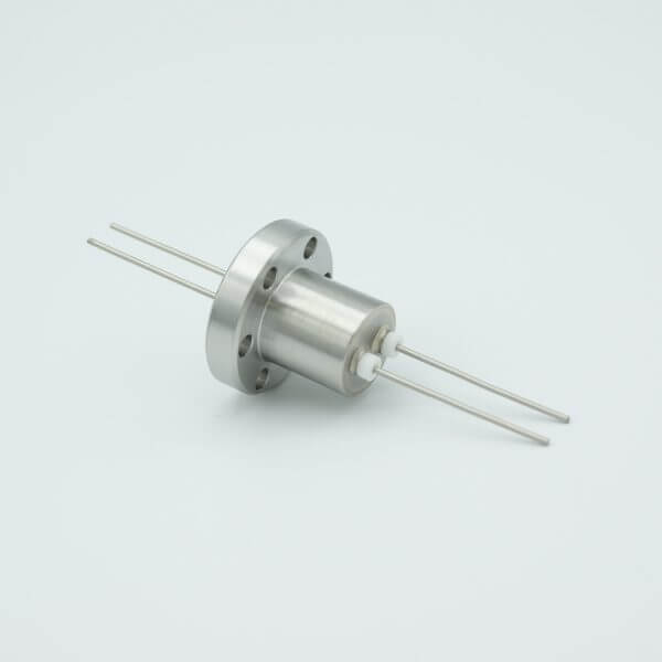 Power Feedthrough, 1000 Volts, 1 Amp, 2 Pins, 0.050" Stainless Steel Conductors, 1.33" Conflat Flange