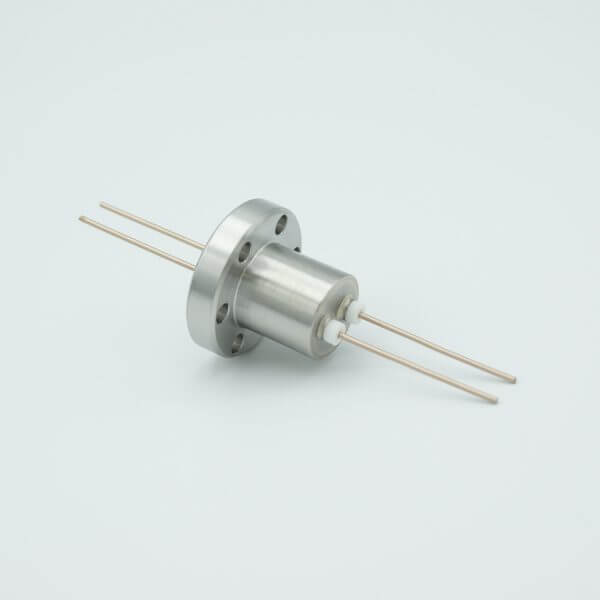 Power Feedthrough, 1000 Volts, 25 Amps, 2 Pins, 0.050" Copper Conductors, 1.33" Conflat Flange