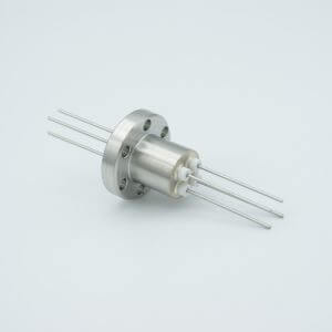 Power Feedthrough, 1000 Volts, 1 Amp, 4 Pins, 0.050" Stainless Steel Conductors, 1.33" Conflat Flange