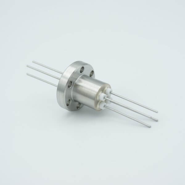 Power Feedthrough, 1000 Volts, 1 Amp, 4 Pins, 0.050" Stainless Steel Conductors, 1.33" Conflat Flange