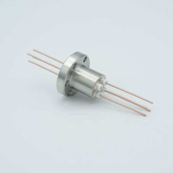 Power Feedthrough, 1000 Volts, 25 Amps, 4 Pins, 0.050" Copper Conductors, 1.33" Conflat Flange