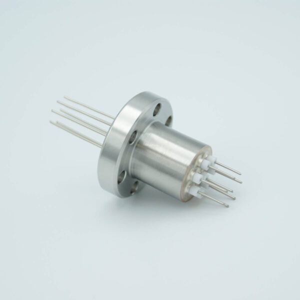 Power Feedthrough, 500 Volts, 1 Amp, 8 Pins, 0.032" Stainless Steel Conductors, 1.33" Conflat Flange