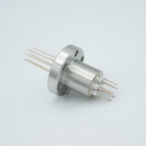 Power Feedthrough, 500 Volts, 15 Amps, 8 Pins, 0.032" Copper Conductors, 1.33" Conflat Flange