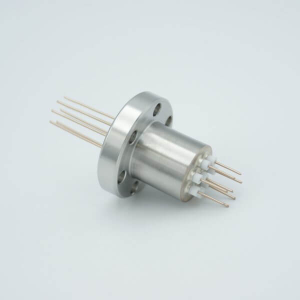 Power Feedthrough, 500 Volts, 15 Amps, 8 Pins, 0.032" Copper Conductors, 1.33" Conflat Flange