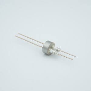 Power Feedthrough, 5000 Volts, 25 Amps, 2 Pins, 0.050" Copper Conductors, 0.747" Dia Stainless Steel Weld Adapter
