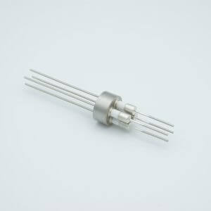 Power Feedthrough, 5000 Volts, 1 Amp, 4 Pins, 0.050" Stainless Steel Conductors, 0.747" Dia Stainless Steel Weld Adapter