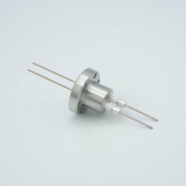 Power Feedthrough, 5000 Volts, 25 Amps, 2 Pins, 0.050" Copper Conductors, 1.33" Conflat Flange