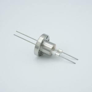 Power Feedthrough, 5000 Volts, 1 Amp, 2 Pins, 0.050" Stainless Steel Conductors, 1.33" Conflat Flange